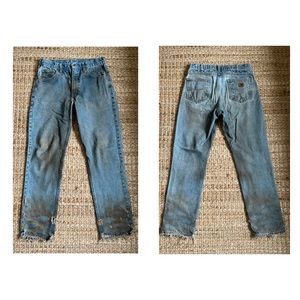 Vintage Carhartt mens denim jeans distressed stained 34 x 32 Traditional fit